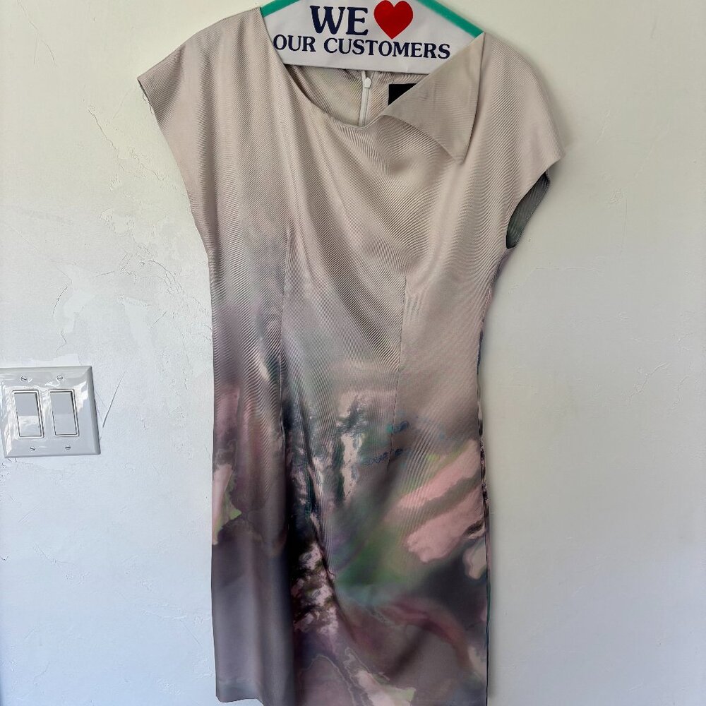 🌸 Cynthia Rowley Silky Watercolor Print Sheath Dress
